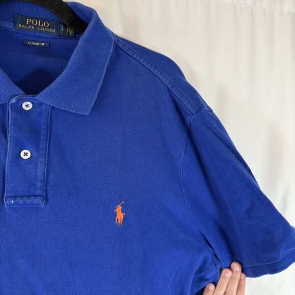 Polo Ralph Lauren Shirt Men's Large Blue Short Sleeve Classic Fit 100% Cotton - Picture 4 of 11